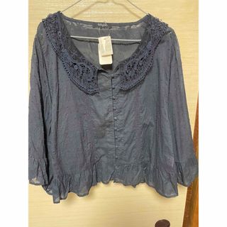 ★襟元レースのブラウス【新品】15R★(シャツ/ブラウス(長袖/七分))