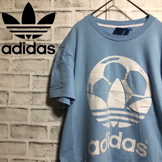 Originals（adidas） - 美品⭐️00s adidas サッカートレファイルロゴ Tシャツ M ブルー
