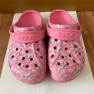 クロックス(crocs)のクロックス　C12  18.5センチ　ピンク　ユニコーン(サンダル)