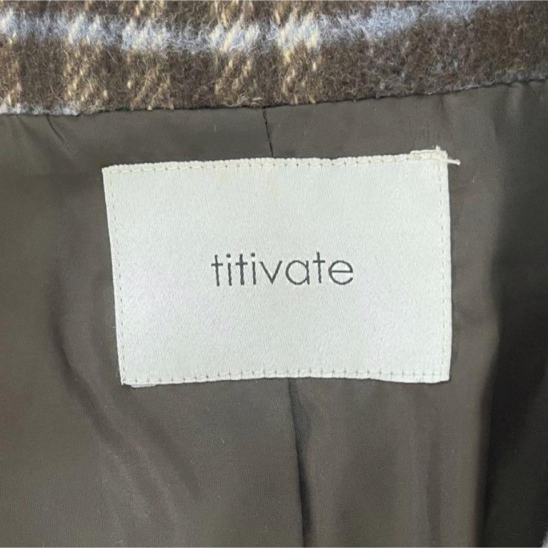 titivate(ティティベイト)のtitivate ロングコート　ブラウン　チェック柄 レディースのジャケット/アウター(ロングコート)の商品写真