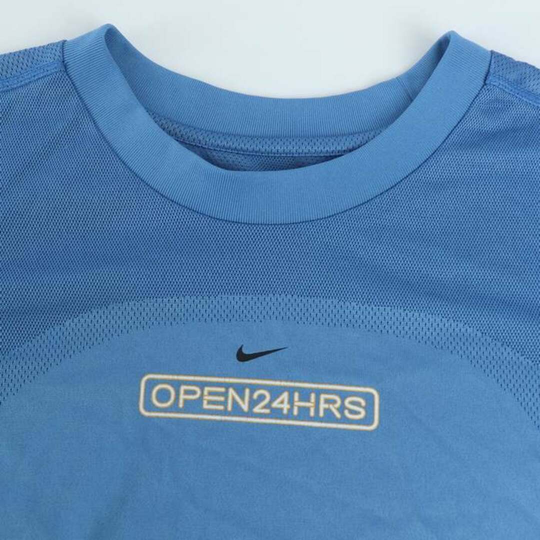 NIKE(ナイキ)のナイキ 長袖Ｔシャツ トップス ロゴT メッシュ OPEN24HRS スポーツウエア メンズ Mサイズ ブルー NIKE メンズのトップス(Tシャツ/カットソー(七分/長袖))の商品写真