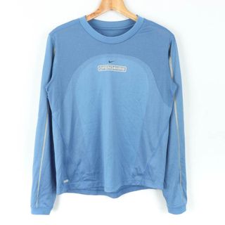 ナイキ(NIKE)のナイキ 長袖Ｔシャツ トップス ロゴT メッシュ OPEN24HRS スポーツウエア メンズ Mサイズ ブルー NIKE(Tシャツ/カットソー(七分/長袖))