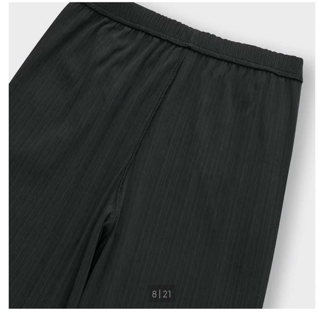 GU(ジーユー)の丈長め　リブプルオンパンツ　ブラック　M レディースのパンツ(カジュアルパンツ)の商品写真