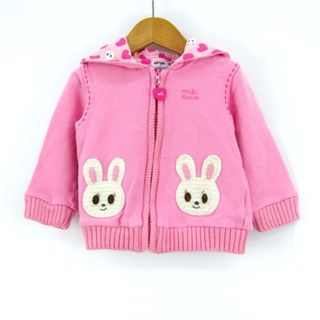 ミキハウス パーカー トップス ジップアップ うさ耳付き ベビー 女の子用 80サイズ ピンク MIKIHOUSE(その他)