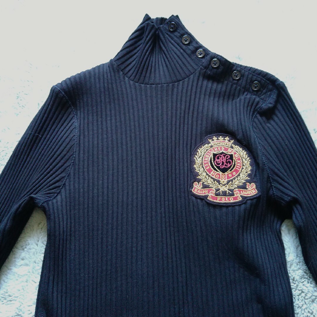 POLO RALPH LAUREN(ポロラルフローレン)のPolo Ralph Lauren ラルフローレン 美品 コットンリブニット 黒 レディースのトップス(ニット/セーター)の商品写真