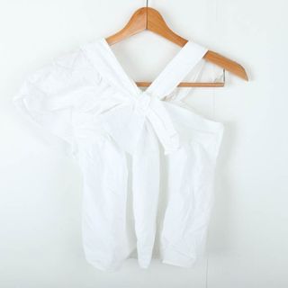 ザラ(ZARA)のザラ 半袖ブラウス シャツ トップス アシンメトリー 未使用品 キッズ 女の子用 11/12 152cmサイズ ホワイト ZARA(ブラウス)