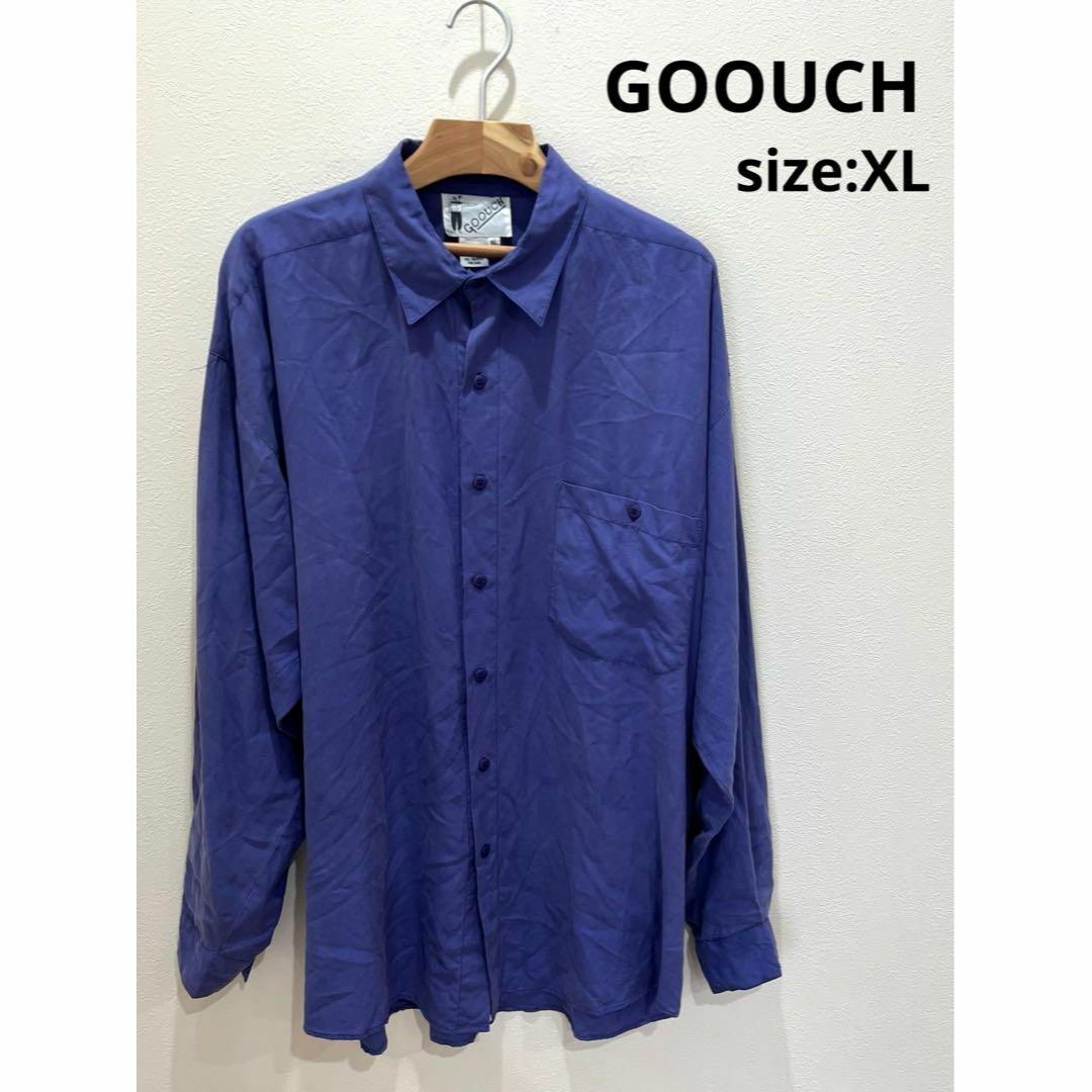 グーチ GOOUCH シャツ 長袖 ブルー系 メンズ XL ヴィンテージ シルク メンズのトップス(シャツ)の商品写真