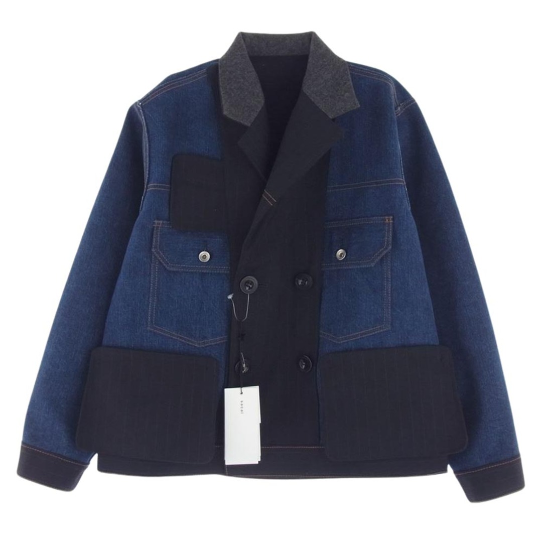 sacai(サカイ)のSacai サカイ ジャケット 24-07129 Chalk Stripe Bonding Jacke リバーシブル デニム ブルゾン ジャケット ネイビー系 インディゴブルー系 1【中古】 レディースのジャケット/アウター(その他)の商品写真