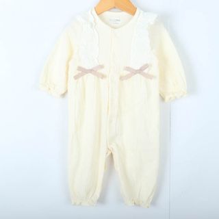 ブランシェス(Branshes)のブランシェス ツナギ つなぎ オールインワン ロンパース レース 未使用品 ベビー 女の子用 FREEサイズ ホワイト BRANSHES(その他)