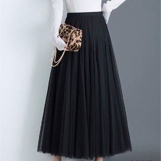 SEU チュールスカート Mサイズ ブラック(ロングスカート)