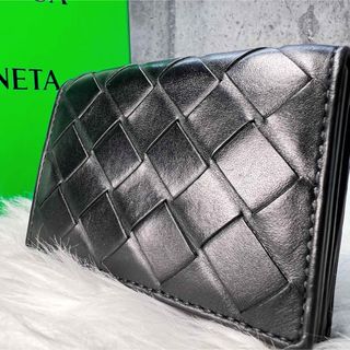 Bottega Veneta - 極美品 箱付き 現行 ボッテガヴェネタ マキシ 三つ折り財布 黒 バイカラー