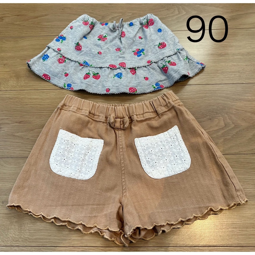 3can4on(サンカンシオン)の女の子　ショートパンツ　90 ズボン　キッズ　3can4on 　キュロット キッズ/ベビー/マタニティのキッズ服女の子用(90cm~)(パンツ/スパッツ)の商品写真