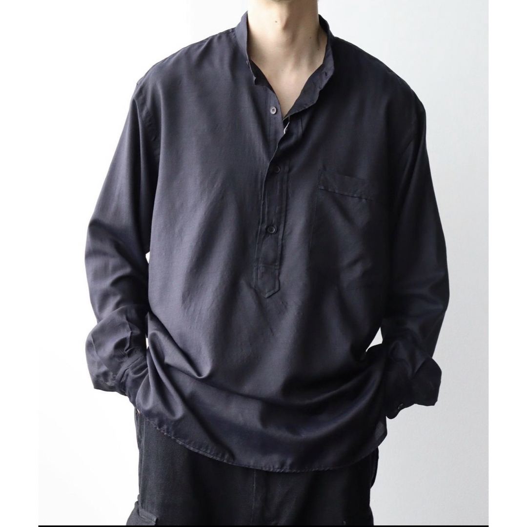 COMOLI(コモリ)のCOMOLIウールシルクプルオーバーシャツ ネイビー サイズ1 コモリ メンズのトップス(シャツ)の商品写真