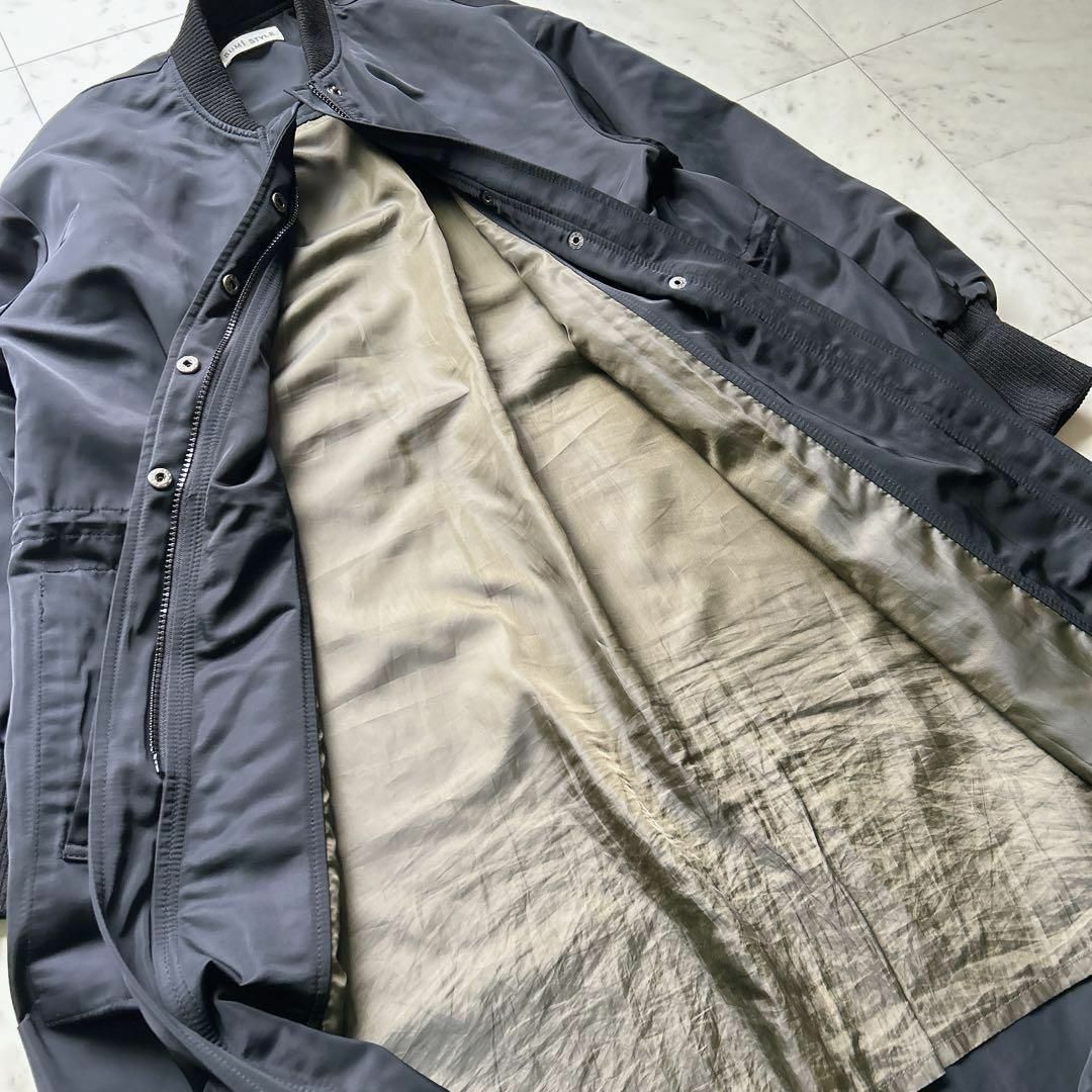 スミスタイル　馬刺繍　ロングブルゾン　コート　ドロスト　黒 レディースのジャケット/アウター(ブルゾン)の商品写真