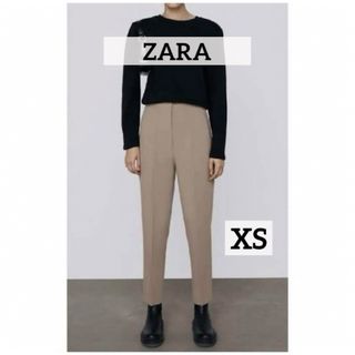 ザラ(ZARA)のタグ付き新品 ZARA ハイウエストパンツ XS モールグレー(カジュアルパンツ)