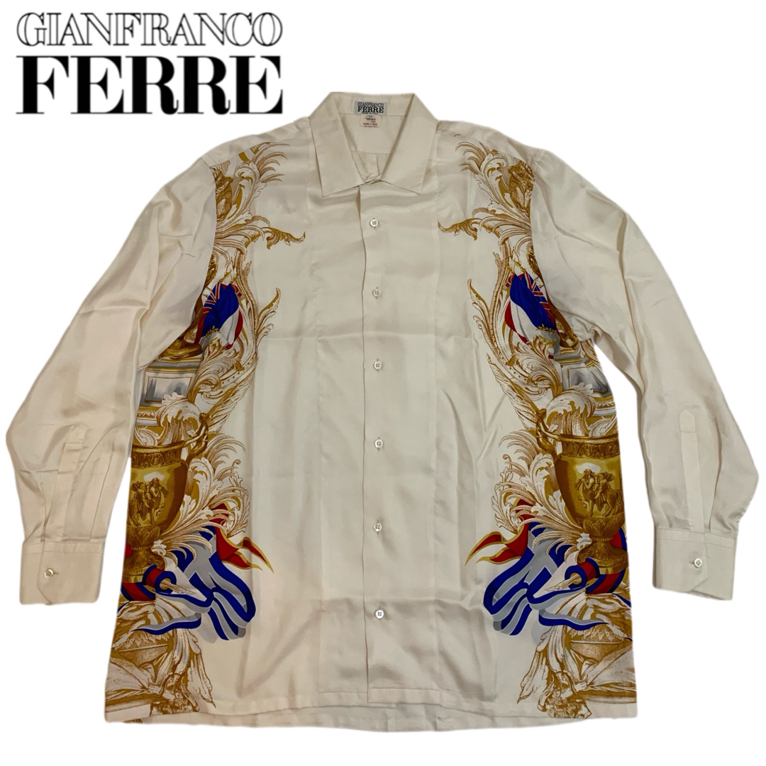 Gianfranco FERRE(ジャンフランコフェレ)のGIANFRANCO FERRE VINTAGE ITALY製 柄 シルクシャツ メンズのトップス(シャツ)の商品写真