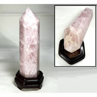 天然ローズクォーツ六角柱 水晶 特大 約3.2kg / 鑑賞石 WWFT030(彫刻/オブジェ)