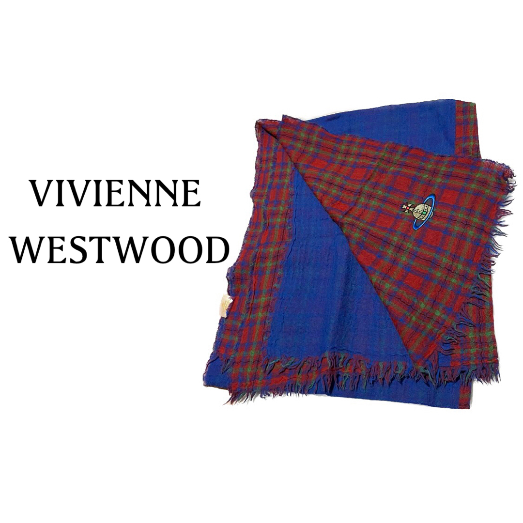 Vivienne Westwood(ヴィヴィアンウエストウッド)のヴィヴィアンウエストウッド【美品】オーブ ワッペン リバーシブル ストール レディースのファッション小物(ストール/パシュミナ)の商品写真