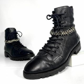 ジミーチュウ(JIMMY CHOO)のジミーチュウ レザー ビジュー ショートブーツ ブラック(ブーツ)