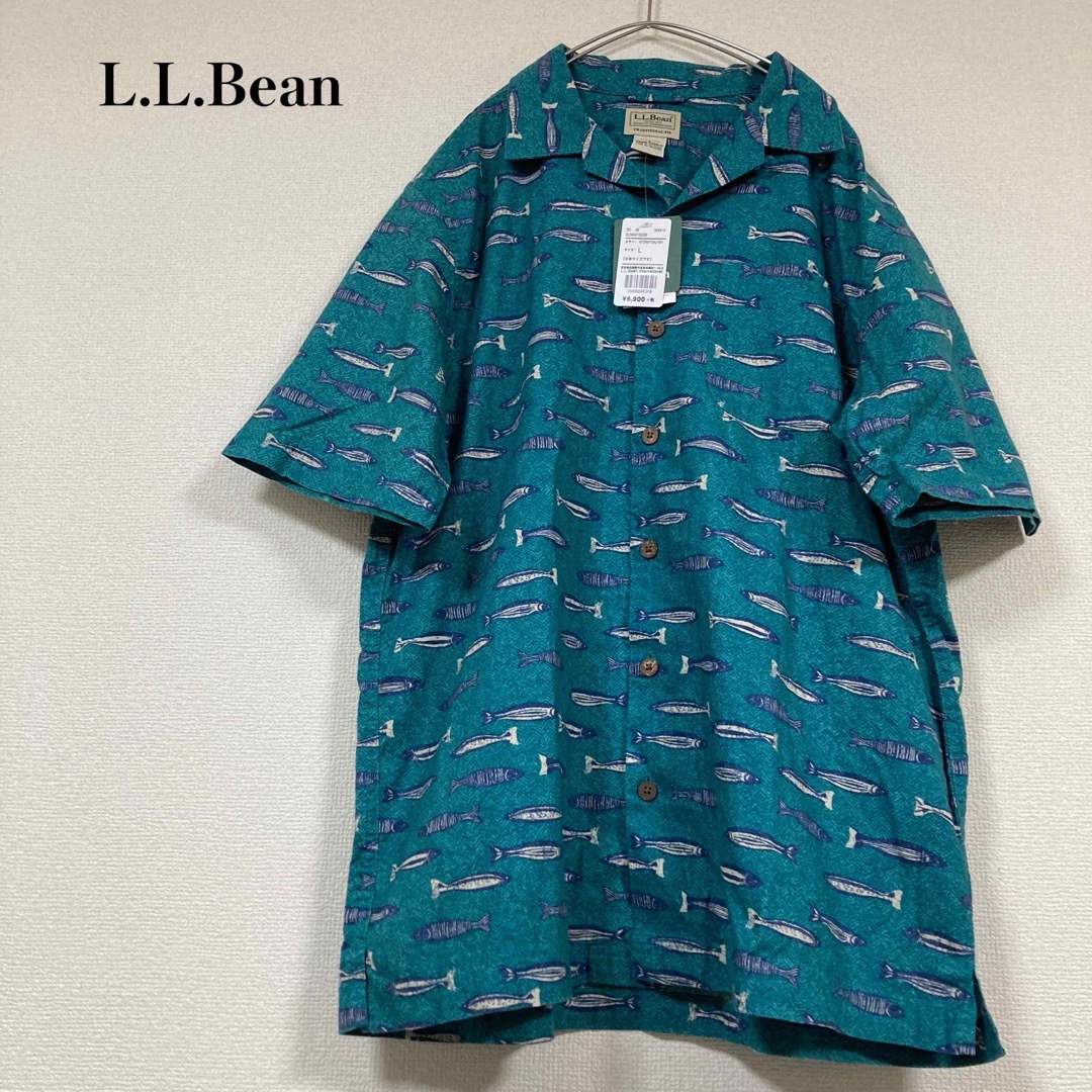 L.L.Bean(エルエルビーン)の【新品未使用】 L.L.Bean エルエルビーン 半袖シャツ 魚柄 タグ付き メンズのトップス(シャツ)の商品写真