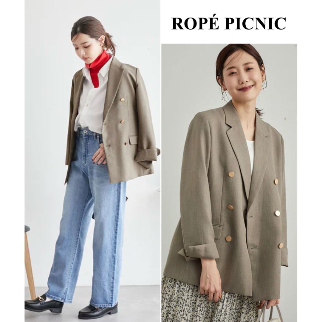 Rope' Picnic(ロペピクニック)のROPÉ PICNIC ウールライクサキソニーゴールドボタンジャケット 38 レディースのジャケット/アウター(テーラードジャケット)の商品写真