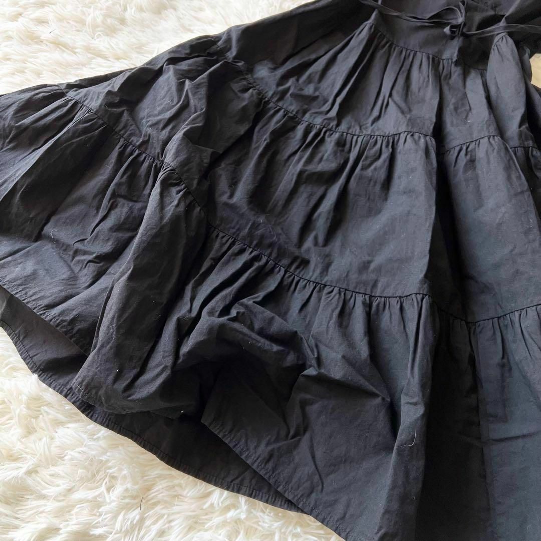 ボンジュールサガン レイヤーティアードワンピース フレア ロング 半袖 黒 レディースのワンピース(ロングワンピース/マキシワンピース)の商品写真