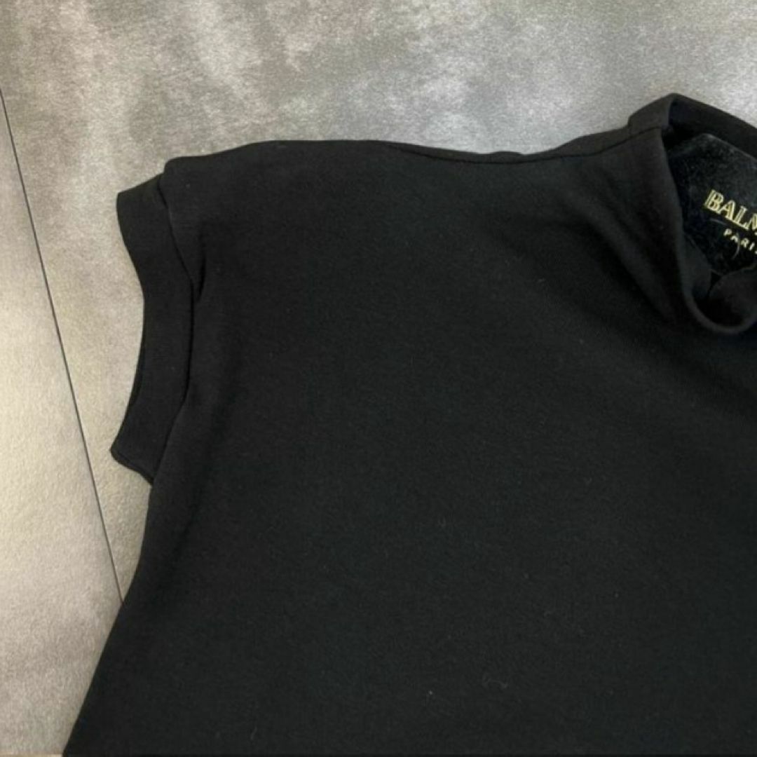 半袖Tシャツ　ハイネック　カットソー　リブニット　黒　ハイネック　コットン　男女 メンズのトップス(Tシャツ/カットソー(半袖/袖なし))の商品写真