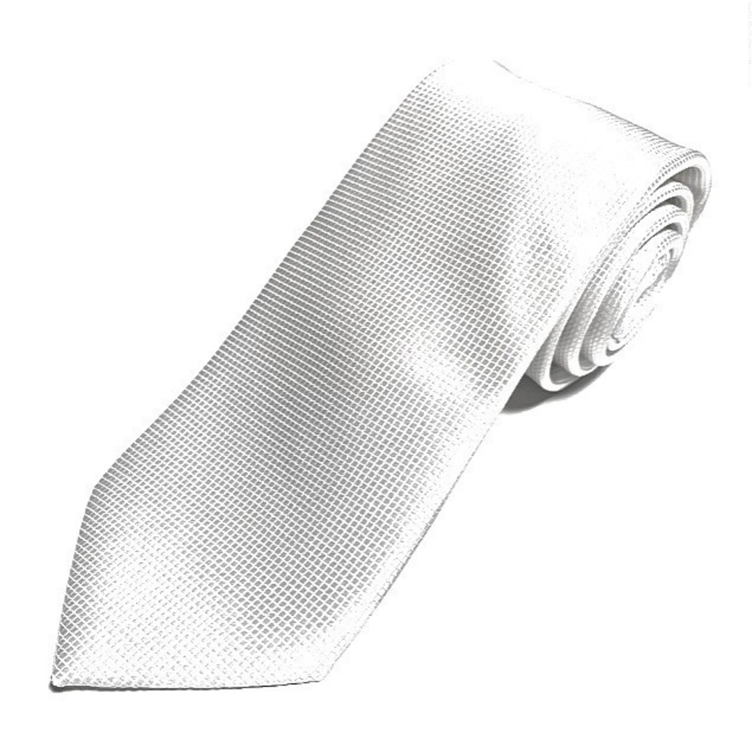 【在庫僅か‼】　ネクタイ　チーフ　カフス　ネクタイリング　白　シルク　結婚式　 メンズのファッション小物(ネクタイ)の商品写真