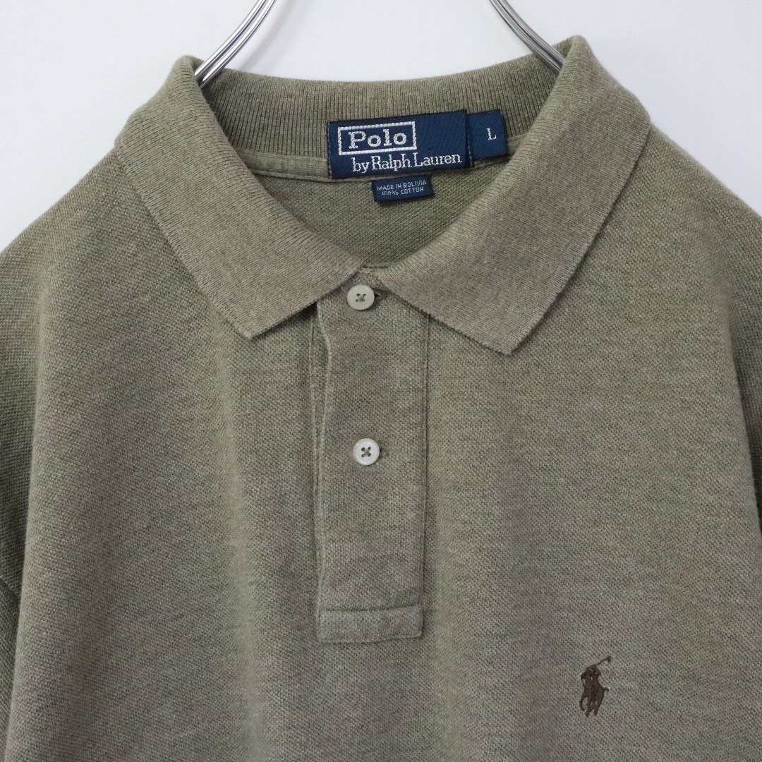 POLO RALPH LAUREN(ポロラルフローレン)の【渋カラー】ポロバイラルフローレン／ポロシャツ　刺繍ロゴ　鹿の子　アースカラー緑 メンズのトップス(ポロシャツ)の商品写真