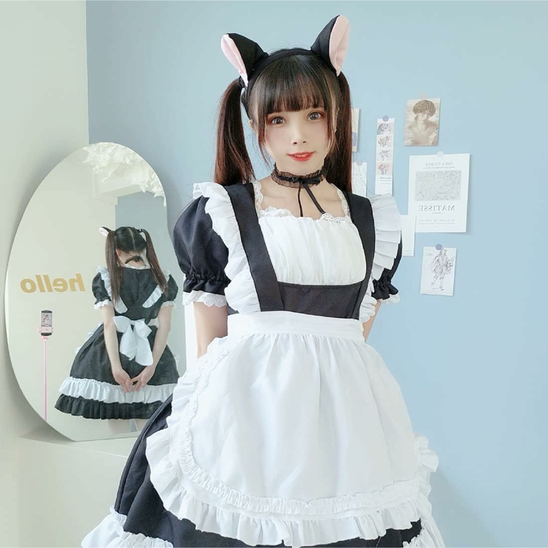 [Wonderfall] メイド服 コスプレ メイド (M, ブラック(猫耳) エンタメ/ホビーの同人誌(コスプレ)の商品写真