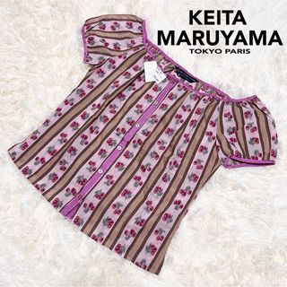 ケイタマルヤマ(KEITA MARUYAMA TOKYO PARIS)の☆未使用品 ケイタマルヤマ シャツブラウス さくらんぼ 総柄  M 半袖 レトロ(シャツ/ブラウス(半袖/袖なし))