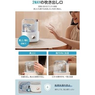 加湿器 ホワイト トルネード加湿器 アロマ 卓上 静音 LED USB充電 白(加湿器/除湿機)