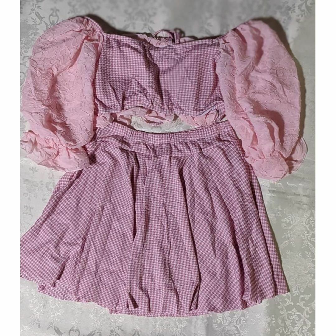 ギンガムチェック スカート水着 可愛い ピンク Ｆ フリル レディースの水着/浴衣(水着)の商品写真