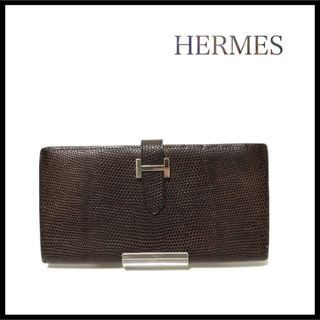 Hermes - 【美品】HERMES エルメス　ベアン　長財布　リザード　二つ折り