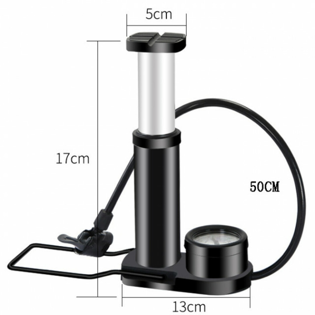 空気入れ 圧力計付き 小型コンパクト 自転車 ボール バイク 足踏み式携帯ポンプ スポーツ/アウトドアの自転車(工具/メンテナンス)の商品写真