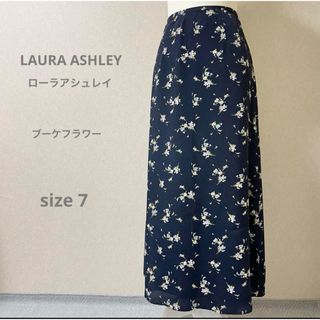 LAURA ASHLEYローラアシュレイ ブーケフラワー柄 ロングスカート 花柄