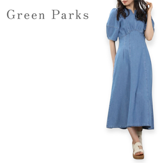 E291 Green Parks  デニム5分袖ワンピース　インディゴ　新品