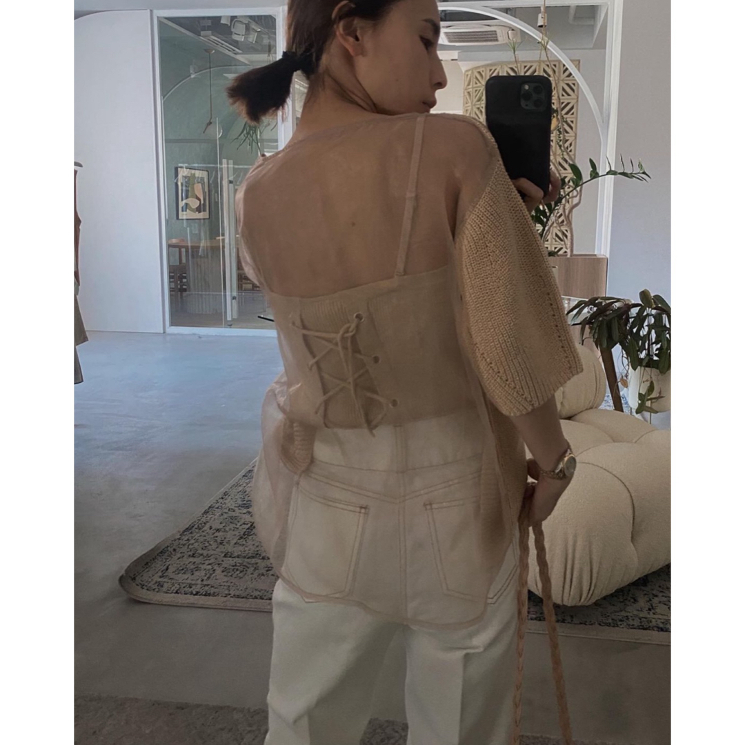 Ameri VINTAGE(アメリヴィンテージ)のAMERI MEDI BACK SHEER KNIT TOP レディースのトップス(ニット/セーター)の商品写真