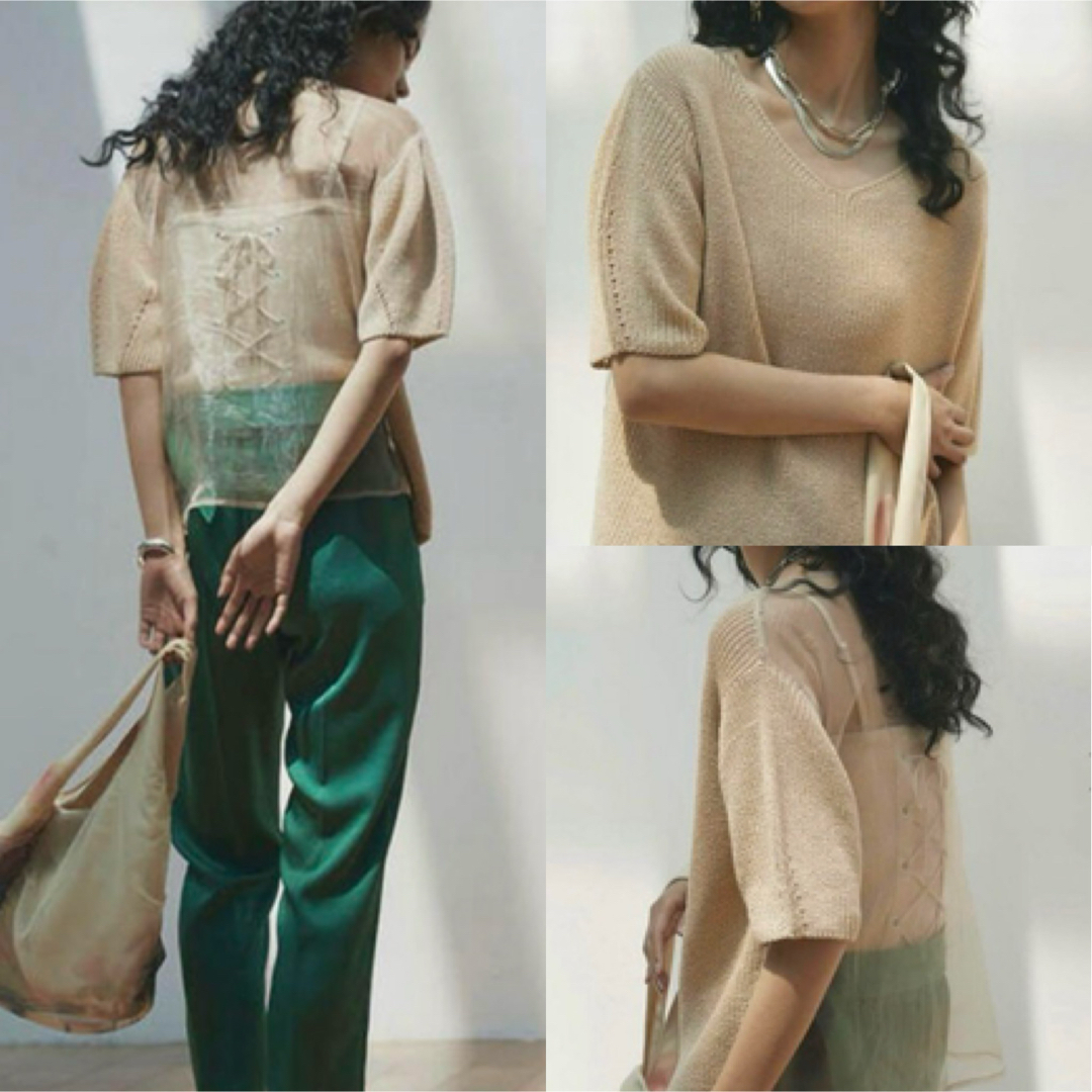 Ameri VINTAGE(アメリヴィンテージ)のAMERI MEDI BACK SHEER KNIT TOP レディースのトップス(ニット/セーター)の商品写真