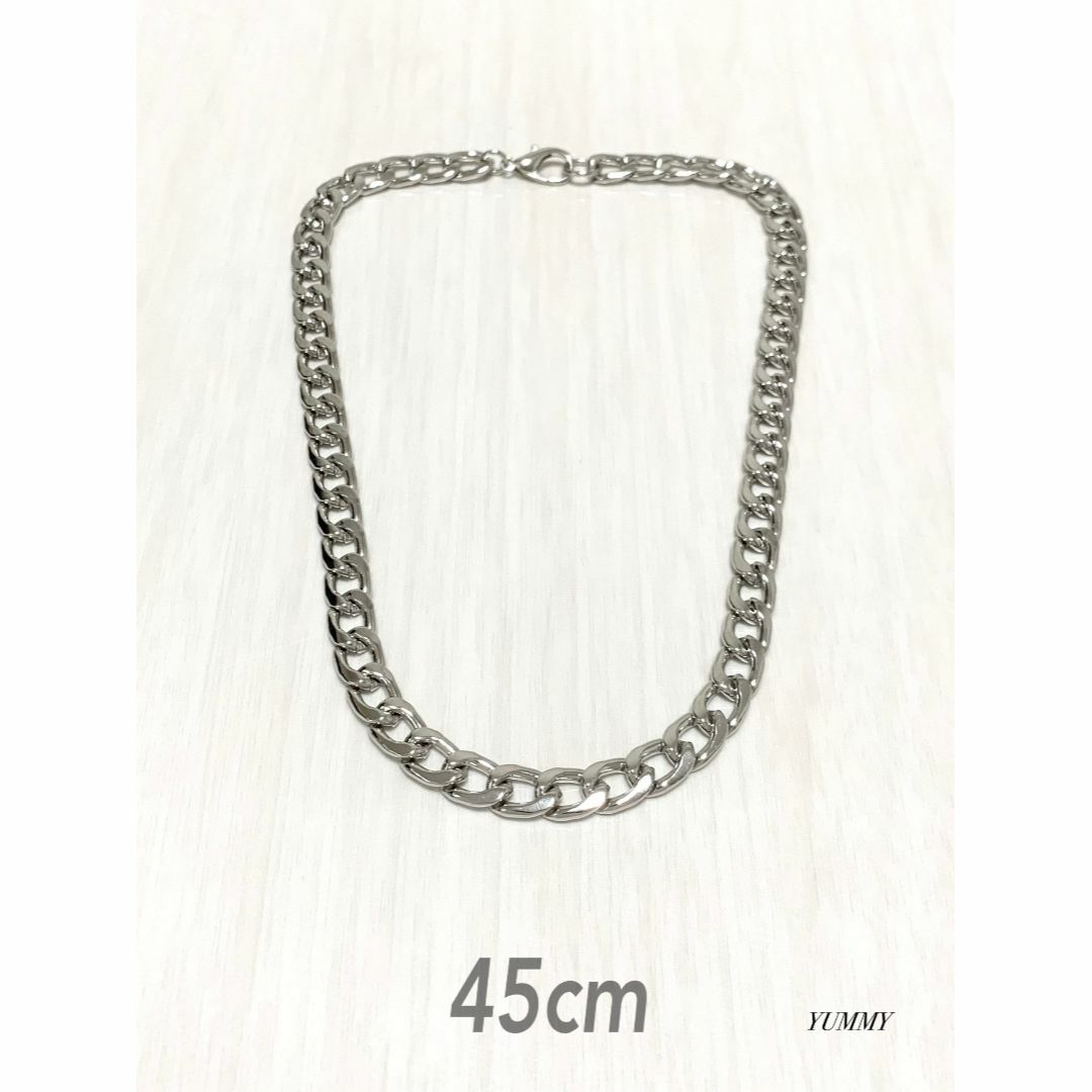 【チェーンネックレス 9mm ファットタイプ シルバー 45cm 1本】 メンズのアクセサリー(ネックレス)の商品写真