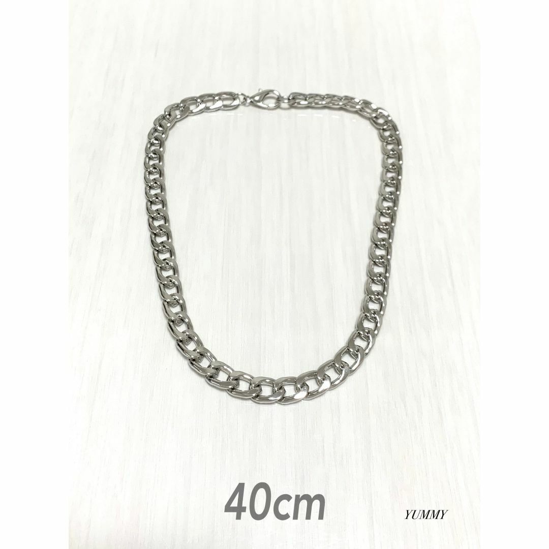 【チェーンネックレス 9mm ファットタイプ シルバー 40cm 1本】 メンズのアクセサリー(ネックレス)の商品写真