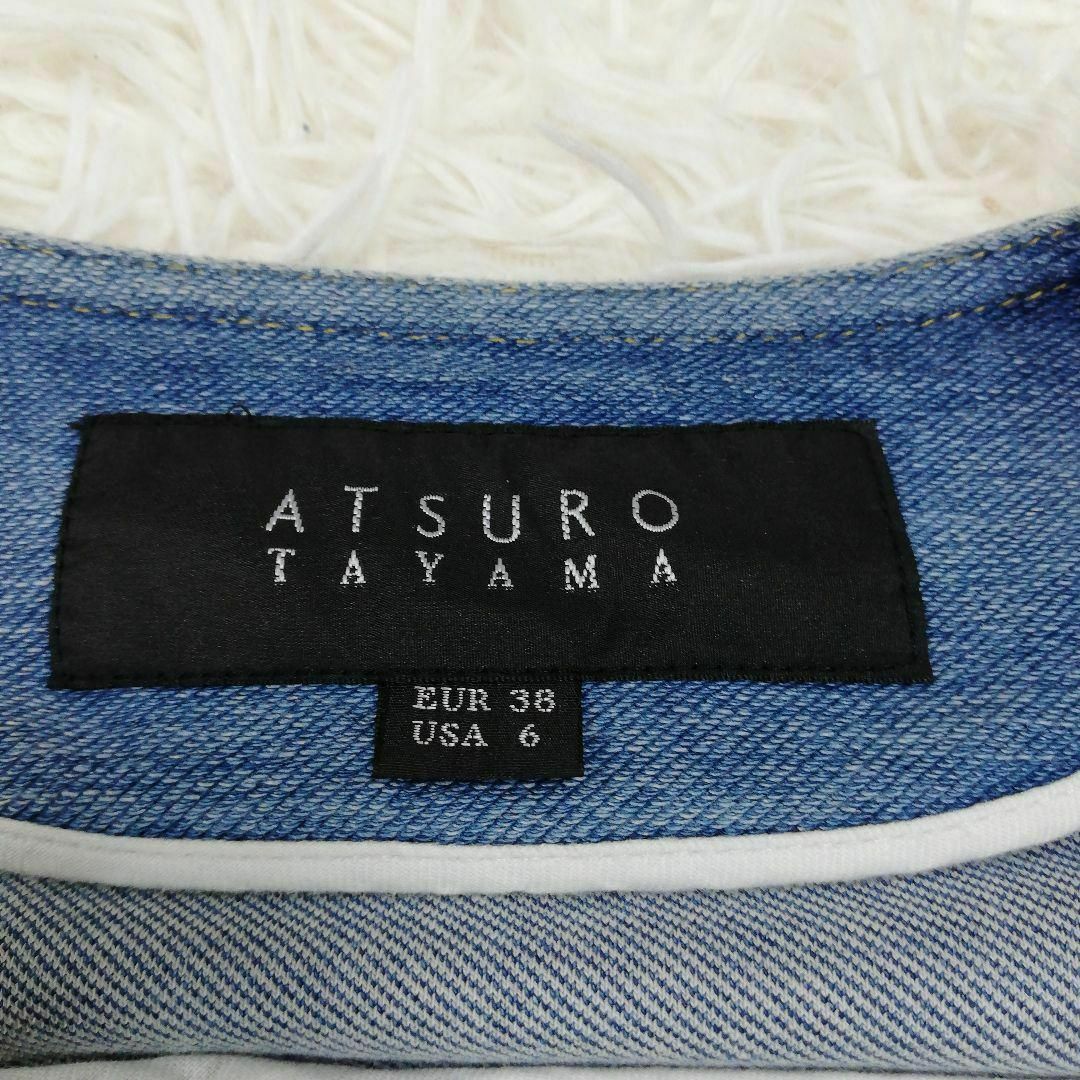 ATSURO TAYAMA(アツロウタヤマ)のアツロウタヤマ　デニムジャケット　Gジャン　ノーカラー　ジップアップ　ブルー　M レディースのジャケット/アウター(Gジャン/デニムジャケット)の商品写真