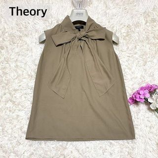 セオリー(theory)の美品✨セオリー ボウタイブラウス TIE SCARF TOP ウォッシャブル(シャツ/ブラウス(半袖/袖なし))