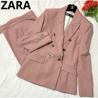 【極美品】 ZARA ザラ セットアップ パンツ スーツ ピンク 金ボタン