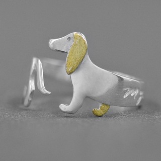 個性的 ユニーク 指輪 リング 犬 アニマル ダックスフンド 犬好き 海外(リング(指輪))
