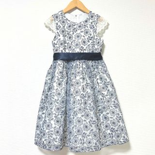 エニィファム(anyFAM)の美品 エニィファム 140 花柄刺繍チュールワンピース ドレス フォーマル 白紺(ドレス/フォーマル)