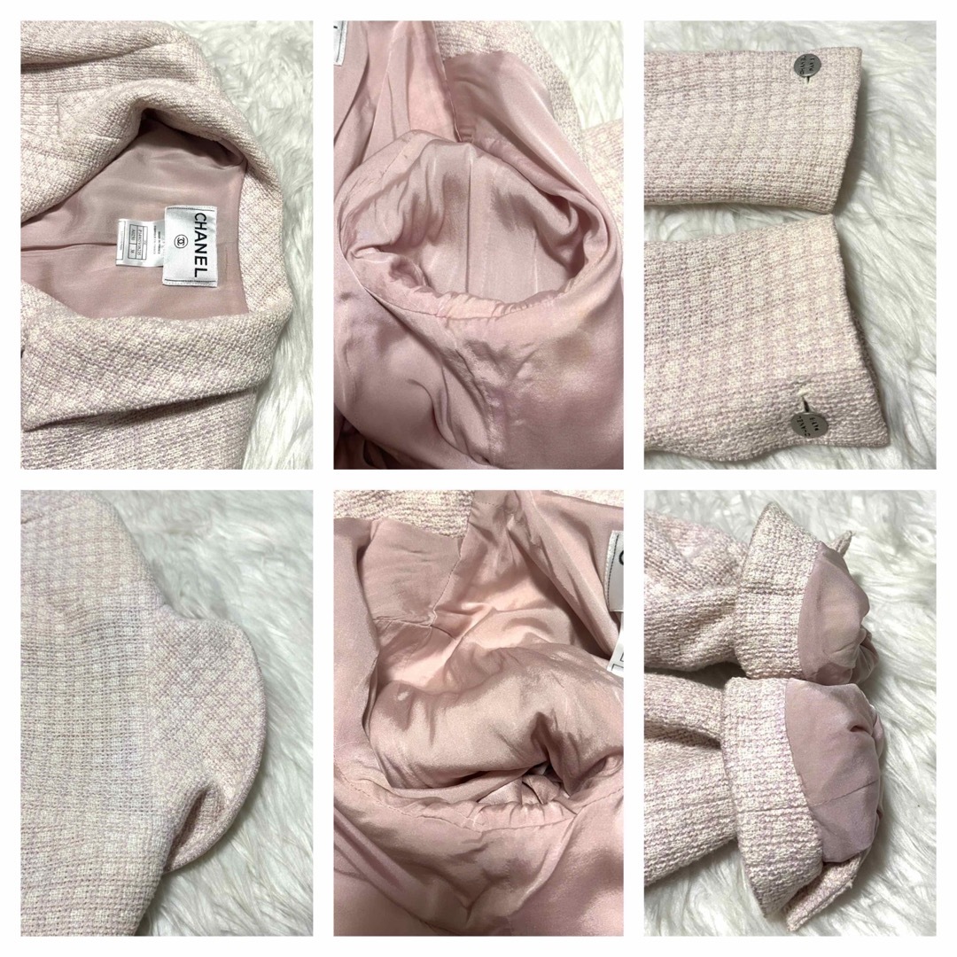 CHANEL - 本物 美品 シャネル LOGO ボタン 裾フリル ジャケット CHANEL - 本物 美品 シャネル LOGO ボタン 裾フリル ジャケット