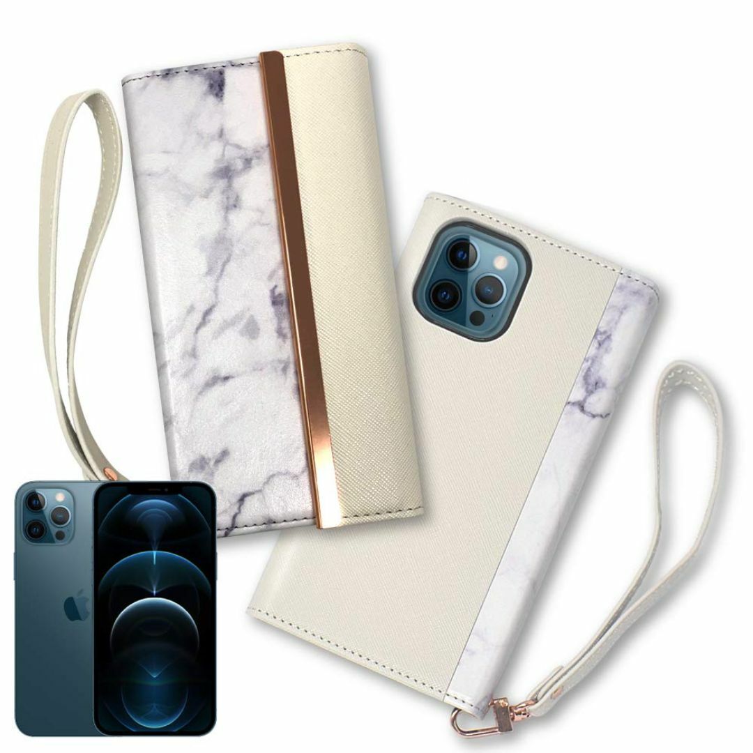 【色: ホワイト】シズカウィル iPhone12 Pro Max 手帳型 ケース スマホ/家電/カメラのスマホアクセサリー(その他)の商品写真