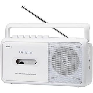 Gelielim ラジカセ FM AM 録音 ホワイト ポータブル 防災 PSE(ポータブルプレーヤー)