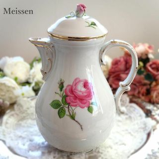 美品　Meissen マイセン ピンクローズ コーヒーポット(食器)